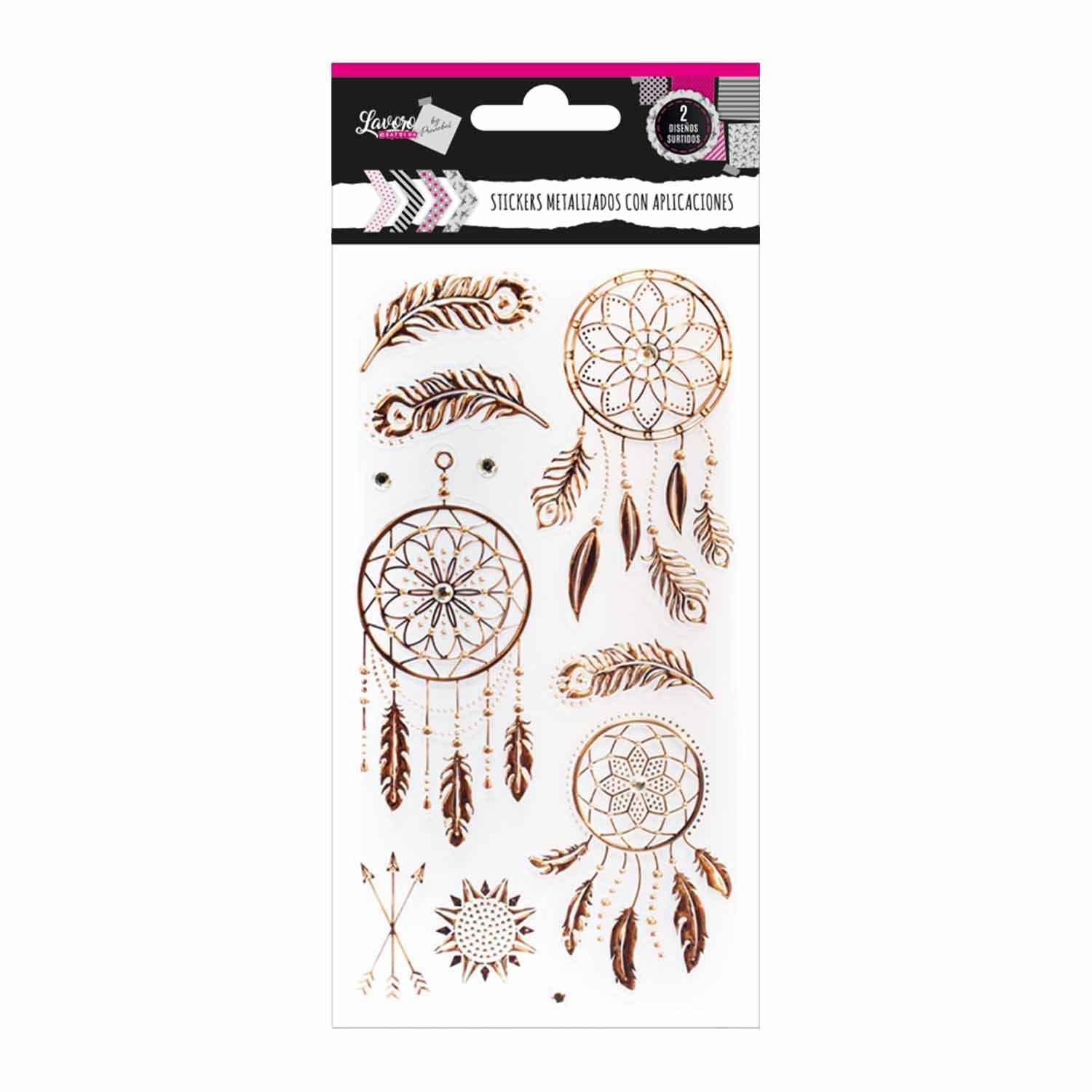 Stickers Scrapbook Metalizado Con Aplicaciones 2 Surtidos | Lavoro